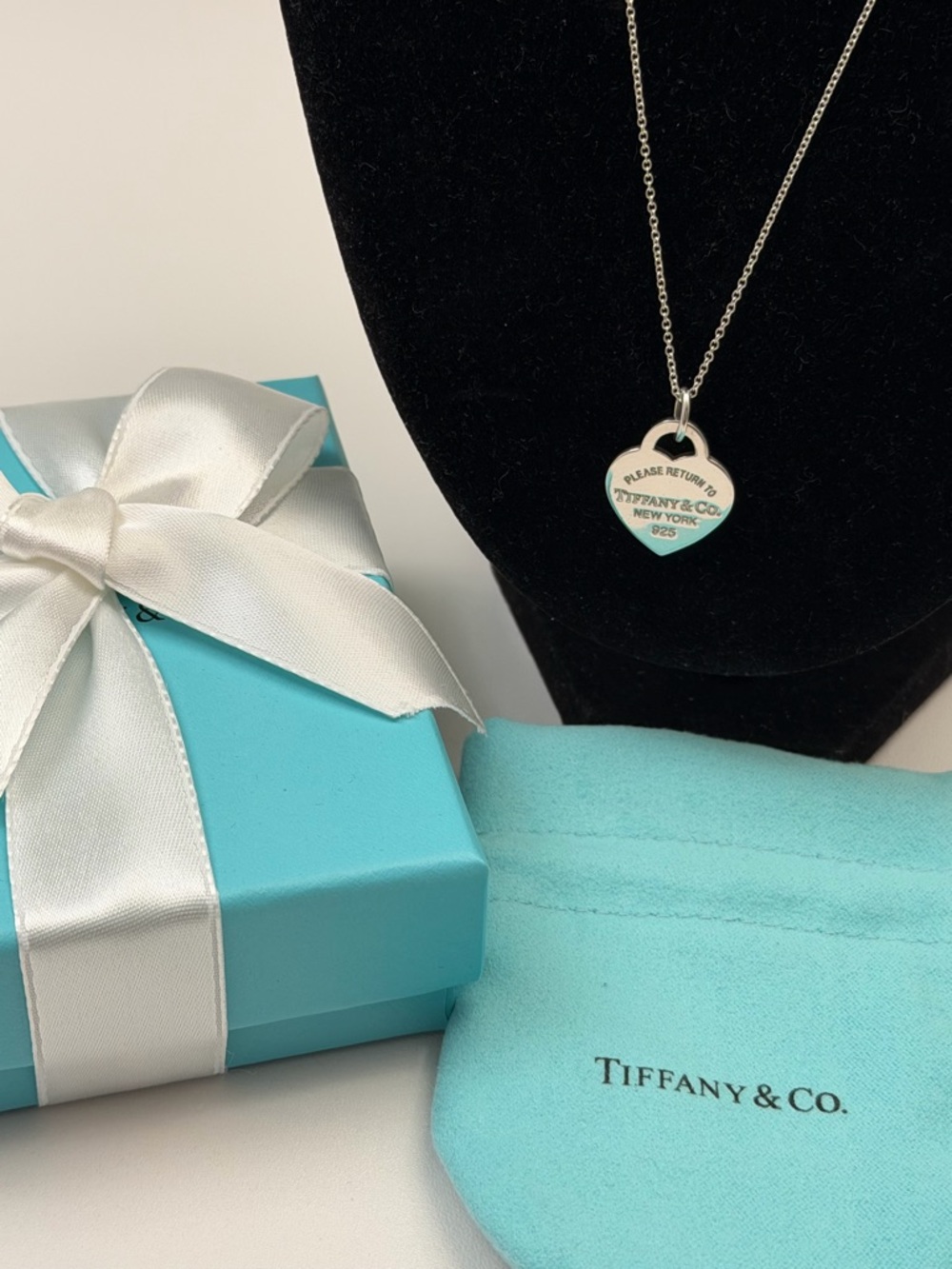 Authentic Tiffany & Co. Sterling Silver RTT Red Enamel Heart Tag Necklace